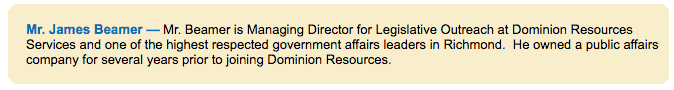 A screenshot of an archived webpage shows that Dominion Resources name has appeared on the Thomas Jefferson Institute's website since 2011.